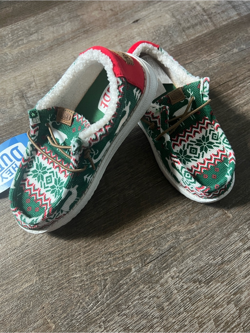 Hey Dude Wally Ugly Sweater Shoes- Size YT1